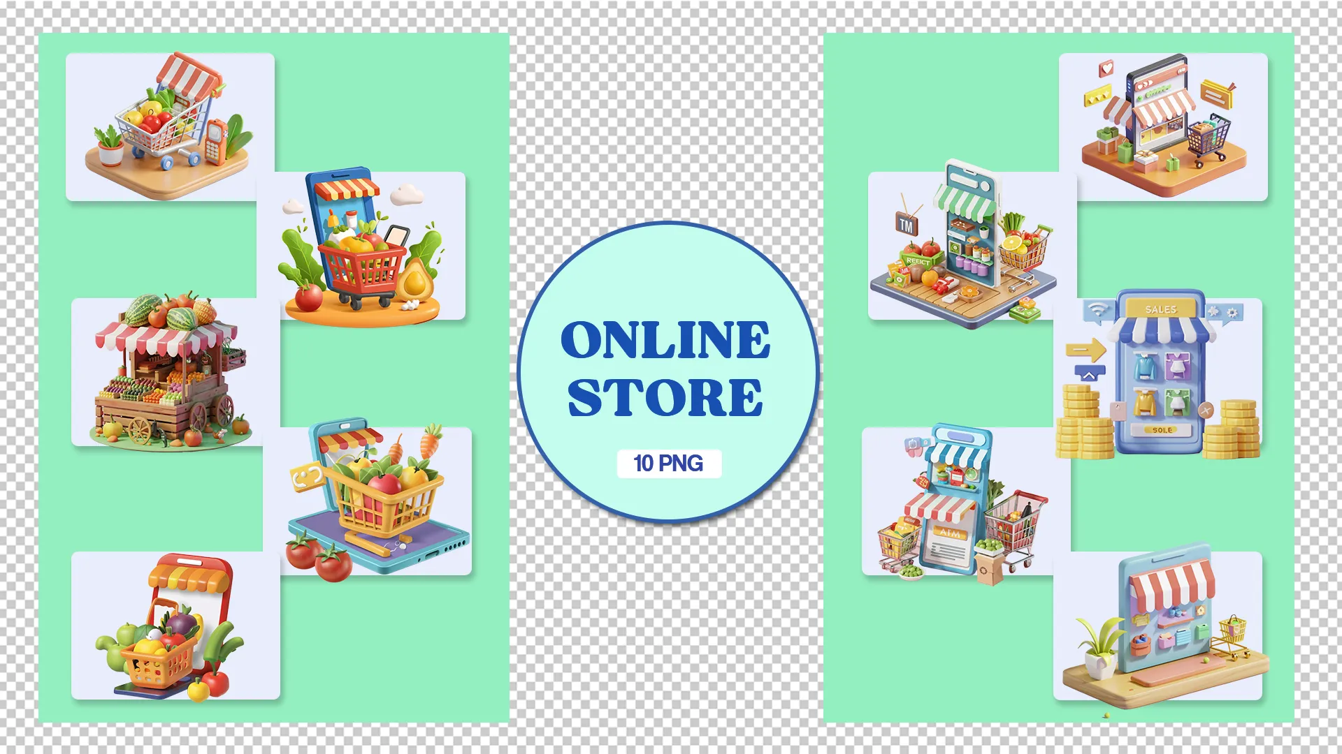 Digital Marketplace 3D Pack with Various Stores